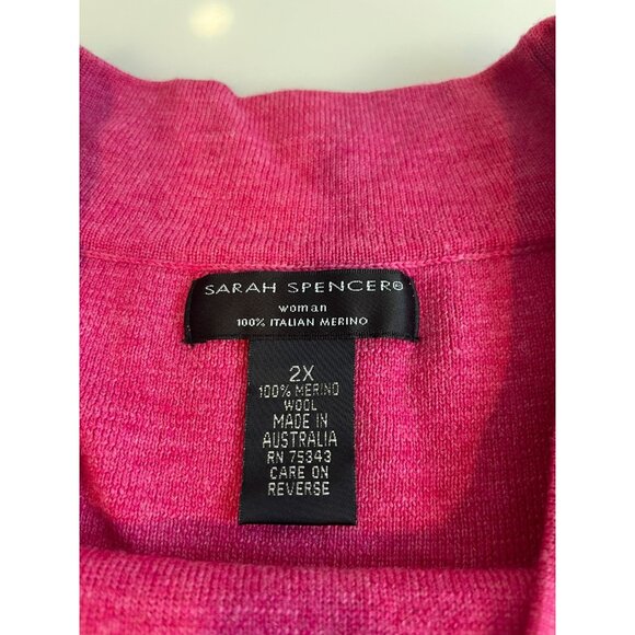 Sarah Spencer Women's Pink 100% Merino Wool Scoop Neck Sweater Size 2X - Picture 2 of 11